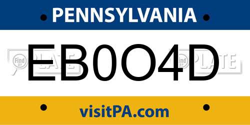 EB0O4D Pennsylvania License Plate