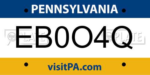 EB0O4Q Pennsylvania License Plate