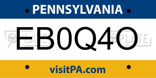EB0Q4O Pennsylvania License Plate