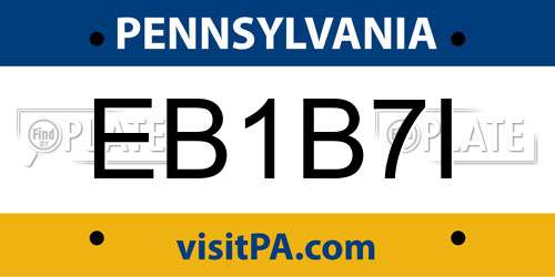 EB1B7I Pennsylvania License Plate