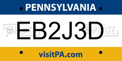 EB2J3D Pennsylvania License Plate