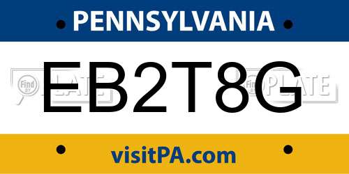 EB2T8G Pennsylvania License Plate