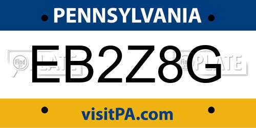 EB2Z8G Pennsylvania License Plate