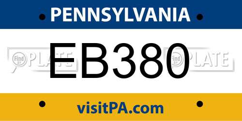 EB380 Pennsylvania License Plate