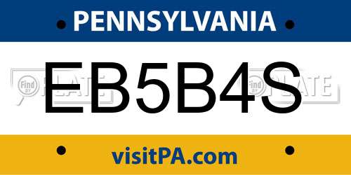 EB5B4S Pennsylvania License Plate