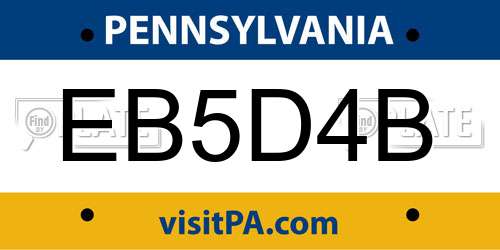 EB5D4B Pennsylvania License Plate