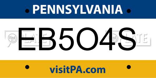 EB5O4S Pennsylvania License Plate