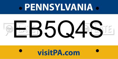 EB5Q4S Pennsylvania License Plate