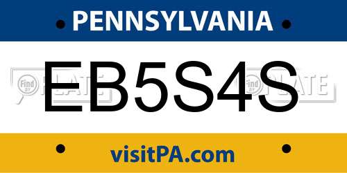 EB5S4S Pennsylvania License Plate