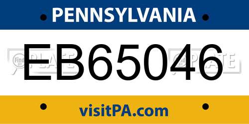 EB65046 Pennsylvania License Plate