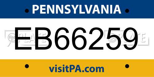EB66259 Pennsylvania License Plate