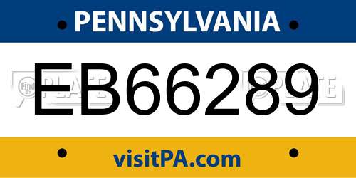EB66289 Pennsylvania License Plate