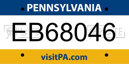 EB68046 Pennsylvania License Plate