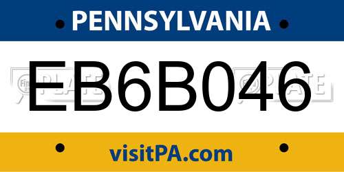 EB6B046 Pennsylvania License Plate