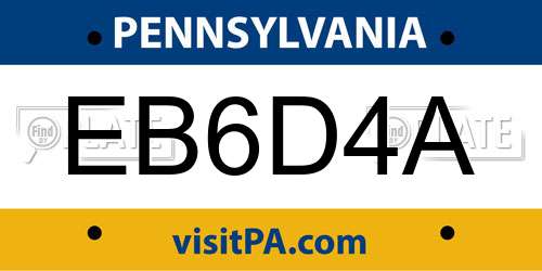 EB6D4A Pennsylvania License Plate