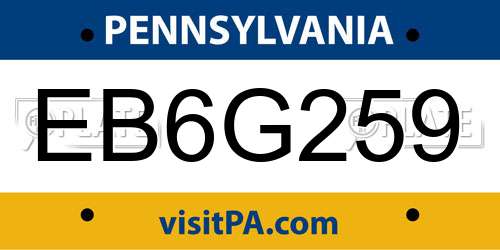 EB6G259 Pennsylvania License Plate