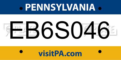 EB6S046 Pennsylvania License Plate
