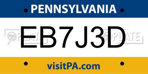 EB7J3D Pennsylvania License Plate