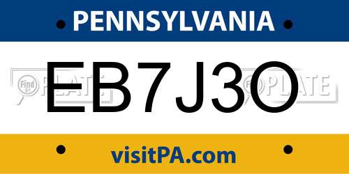 EB7J3O Pennsylvania License Plate