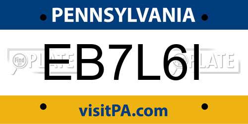 EB7L6I Pennsylvania License Plate