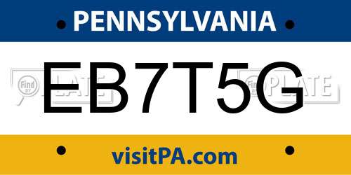 EB7T5G Pennsylvania License Plate