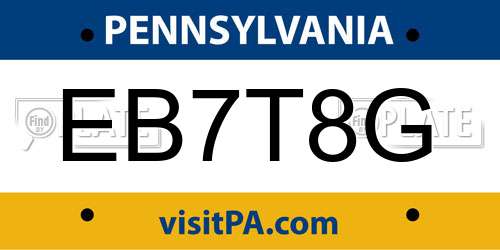 EB7T8G Pennsylvania License Plate