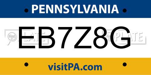 EB7Z8G Pennsylvania License Plate