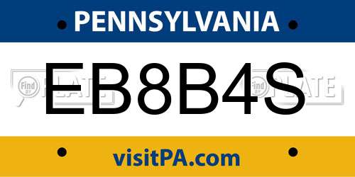 EB8B4S Pennsylvania License Plate