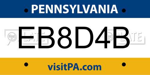 EB8D4B Pennsylvania License Plate