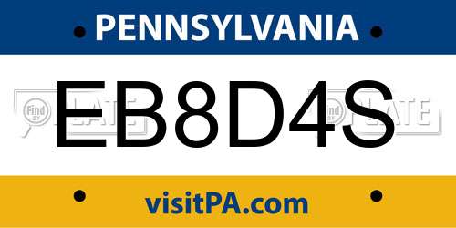 EB8D4S Pennsylvania License Plate