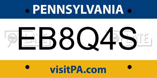 EB8Q4S Pennsylvania License Plate