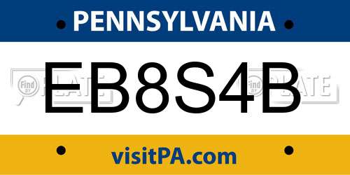 EB8S4B Pennsylvania License Plate
