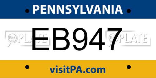 EB947 Pennsylvania License Plate