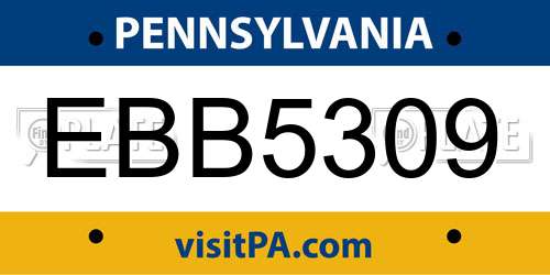 EBB5309 Pennsylvania License Plate
