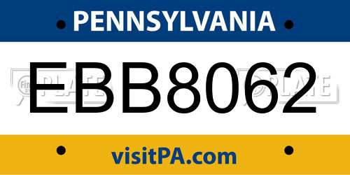EBB8062 Pennsylvania License Plate