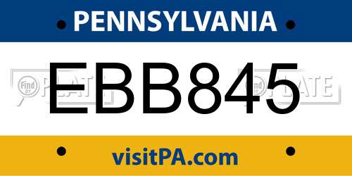 EBB845 Pennsylvania License Plate