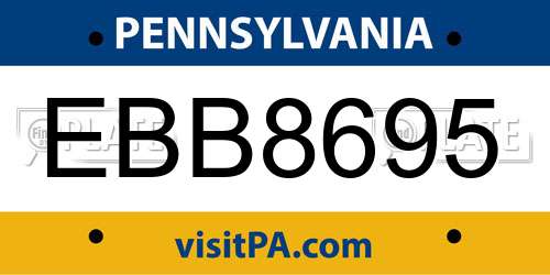 EBB8695 Pennsylvania License Plate