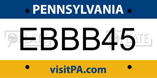 EBBB45 Pennsylvania License Plate