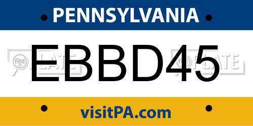 EBBD45 Pennsylvania License Plate