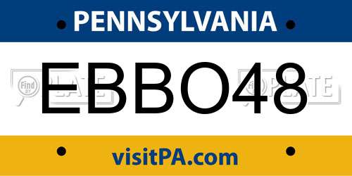 EBBO48 Pennsylvania License Plate
