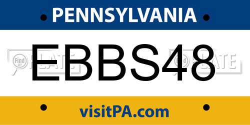 EBBS48 Pennsylvania License Plate