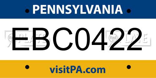 EBC0422 Pennsylvania License Plate