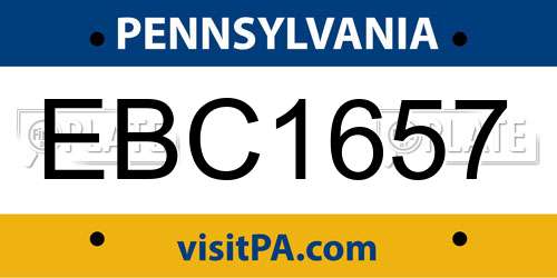 EBC1657 Pennsylvania License Plate