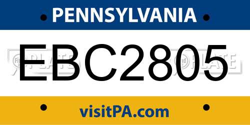 EBC2805 Pennsylvania License Plate