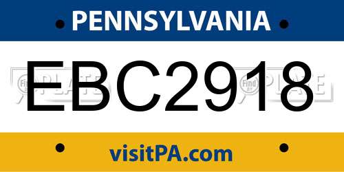 EBC2918 Pennsylvania License Plate