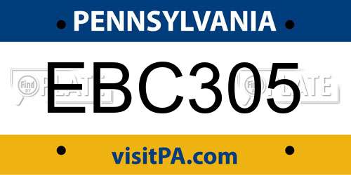 EBC305 Pennsylvania License Plate