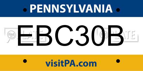 EBC30B Pennsylvania License Plate