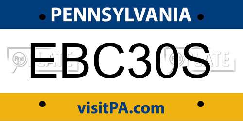 EBC30S Pennsylvania License Plate