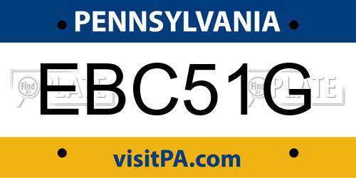 EBC51G Pennsylvania License Plate