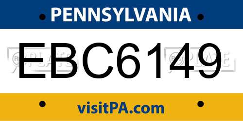 EBC6149 Pennsylvania License Plate